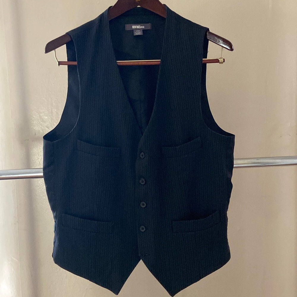 Gray and black striped suit vest